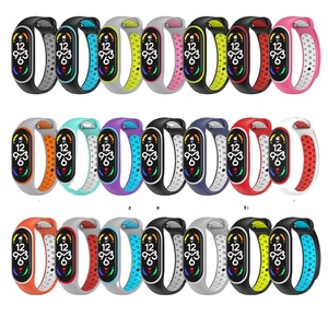 Bracelet de sport en silicone pour <span class=keywords><strong>Xiaomi</strong></span> <span class=keywords><strong>Mi</strong></span> <span class=keywords><strong>Band</strong></span> 10 9 8 7 6 <span class=keywords><strong>5</strong></span> Montre intelligente Bracelet de sport souple respirant bicolore Bracelet de poignet M10 M8 M9 - Product Image 1