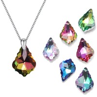Manik-manik Kaca Daun Maple Baroque Kristal yang Dipoles untuk Kalung, Hiasan Kepala, Anting, dan Aksesoris Pakaian DIY