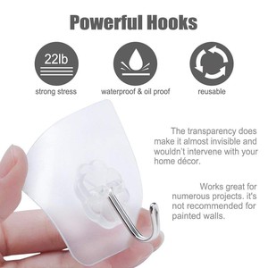 Strong Transparent Self-adhesive Wall <strong>Hooks</strong> Hanger <strong>Kitchen</strong> Bathroom Sticky <strong>Hook</strong> - Product Image 2