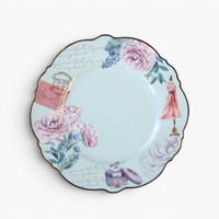 Service de table en porcelaine New Bone China en forme de fleur avec bord doré et motif floral rose, décor sous glaçure, pour la maison