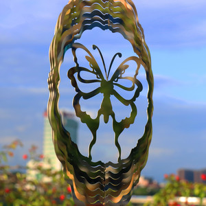 Venta al por Mayor de Molinillos de Viento 3D Colgantes Reutilizables de Acero Inoxidable, Adornos de Jardín, Molinillos de Viento Metálicos con Forma de Animal y Alas - Product Image 6
