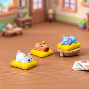 Figurines miniatures de panda, éléphant, chat, capybara, mini-animaux en résine, porte-clés, breloques, décorations pour tableau de bord de voiture - Product Image 3