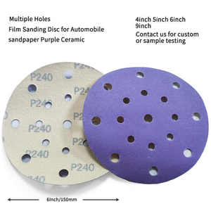 Керамический абразивный диск фиолетовый шлифовальный диск 6 дюймов 15 отверстий 150 мм крючок и петля наждачная бумага диско Автомобильная наждачная бумага - Product Image 4
