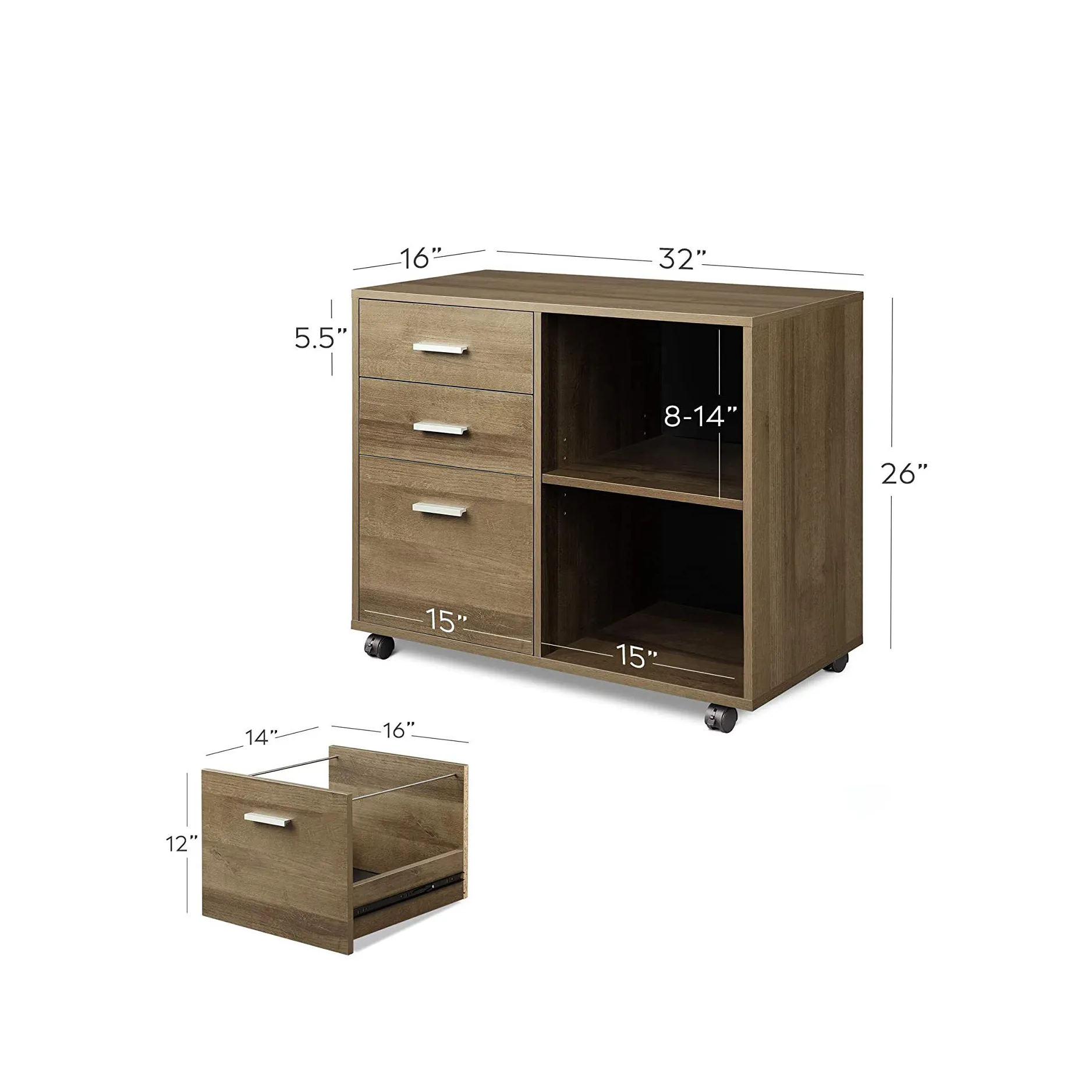 Meuble de bureau Commercial moderne, verrouillage des tiroirs, rangement, classement, armoire mobile en bois