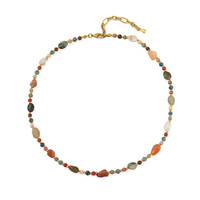 Bijoux fantaisie plaqué or véritable perles tchèques apatite agate filles faites à la main collier de perles tour de cou chandail chaîne