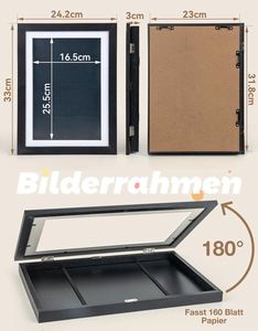 Kids Artwork MDF <b>Photo</b> <b>Frame</b> with Shatter Resistant Glass Customized Size Changeable Design in <b>Black</b> - Product Image 2
