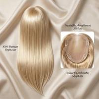 Topper en cheveux humains vierges bruts 100% naturels pour cheveux clairsemés, avec raie invisible, pour femme - Vente en gros