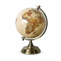 Globe Peta Dunia Kertas Antik 14,2cm dengan Dudukan Logam, Dekorasi Geografi Inggris Vintage untuk Rumah, Kantor, Hadiah, OEM Custom