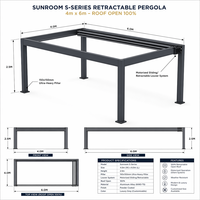 Pergola Bioclimatique Motorisée Série S Ultra-Luxe avec Lames Orientables, en Aluminium Robuste, Imperméable, pour Villa Haut de Gamme