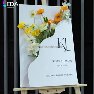 Caja de Flores Cuadrada Moderna de Acrílico Blanco de Lujo LEDA, Letrero de Bienvenida para Bodas y Fiestas, Soporte para Flores - Product Image 2