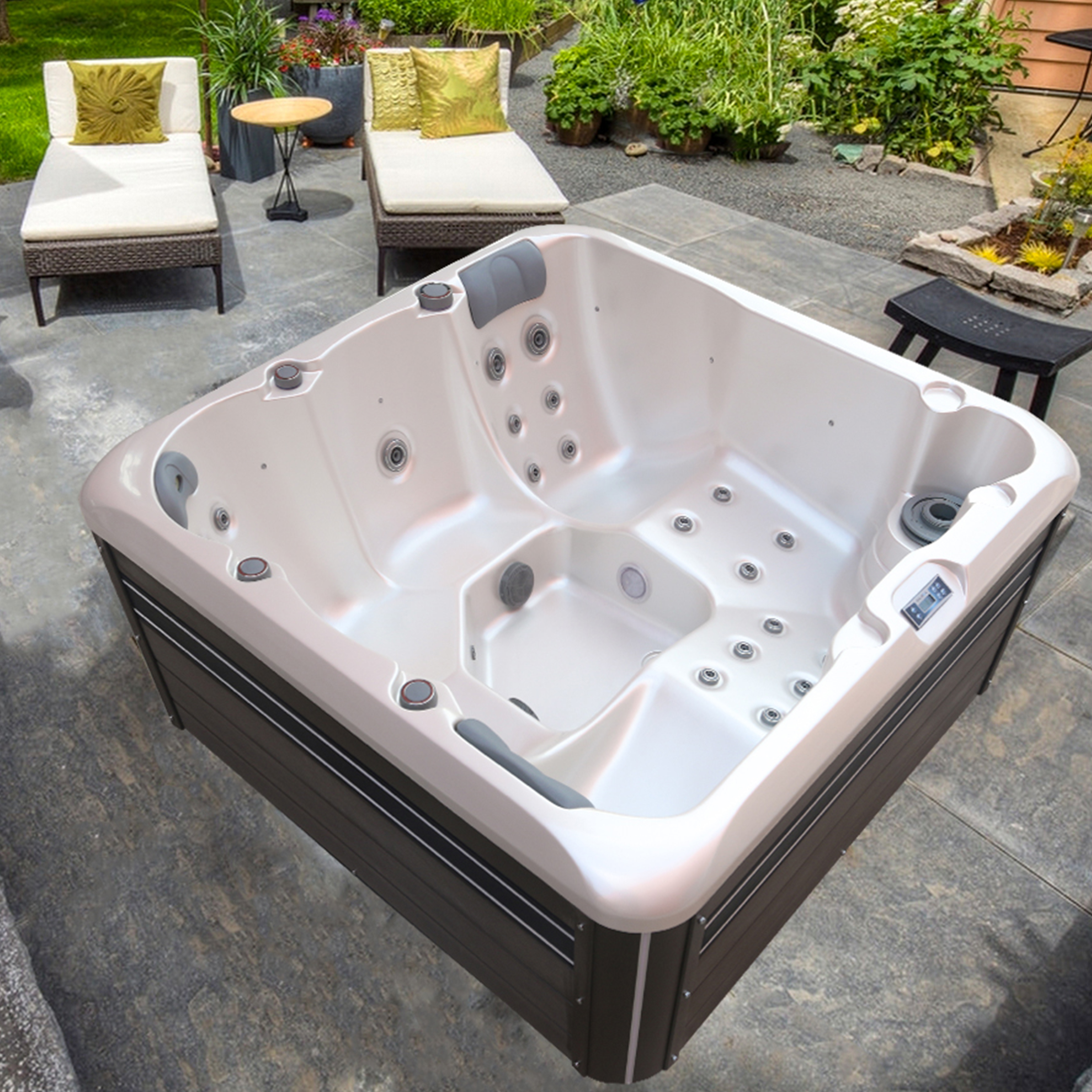 5 Person Acrylic Whirlpool Massage Hot Tub Spa Bathtub Outdoor With Massage Pump