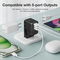 Wontravel 2AC Sockets Global Fashion Portable International 25W PPS Adaptateur de voyage universel mondial avec 2USB 1Type C