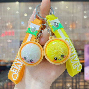 Wholesale Electroplated Cute Bun Squishy Keychain Cartoon Simulation Food Bag Pendant With Wrist Strap <b>Kids</b> Stress Relief Gift - Product Image 2