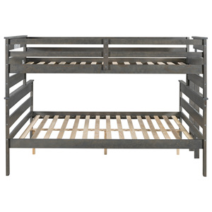 Lit superposé pour enfants, structure en bois massif, design détachable, couleur grise, meubles de chambre à coucher pour enfants - Product Image 5