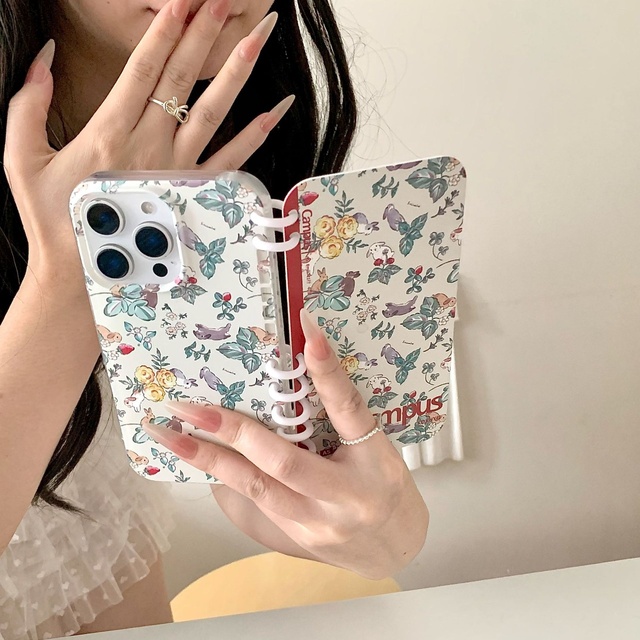 Creative Retro Floral Notebook Inspired Leather Mobile Phone Case for iPhone 17 16 15 New 13/14 Magnets Also Samsung