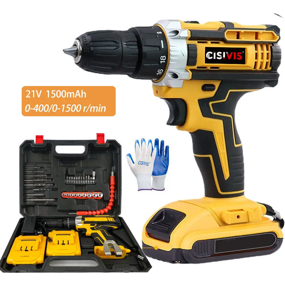 21V Cordless Electric Screwdriver Set New Driver with Charger   2 Batteries Power Drills