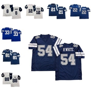 Maillot de rugby vintage pour homme, style cousu, 8 Troy Aikman, 12 Roger Staubach, 21 Deion Sanders, 22 Emmitt Smith, 33 Tony Dorsett, tailles S-3XL - Product Image 1