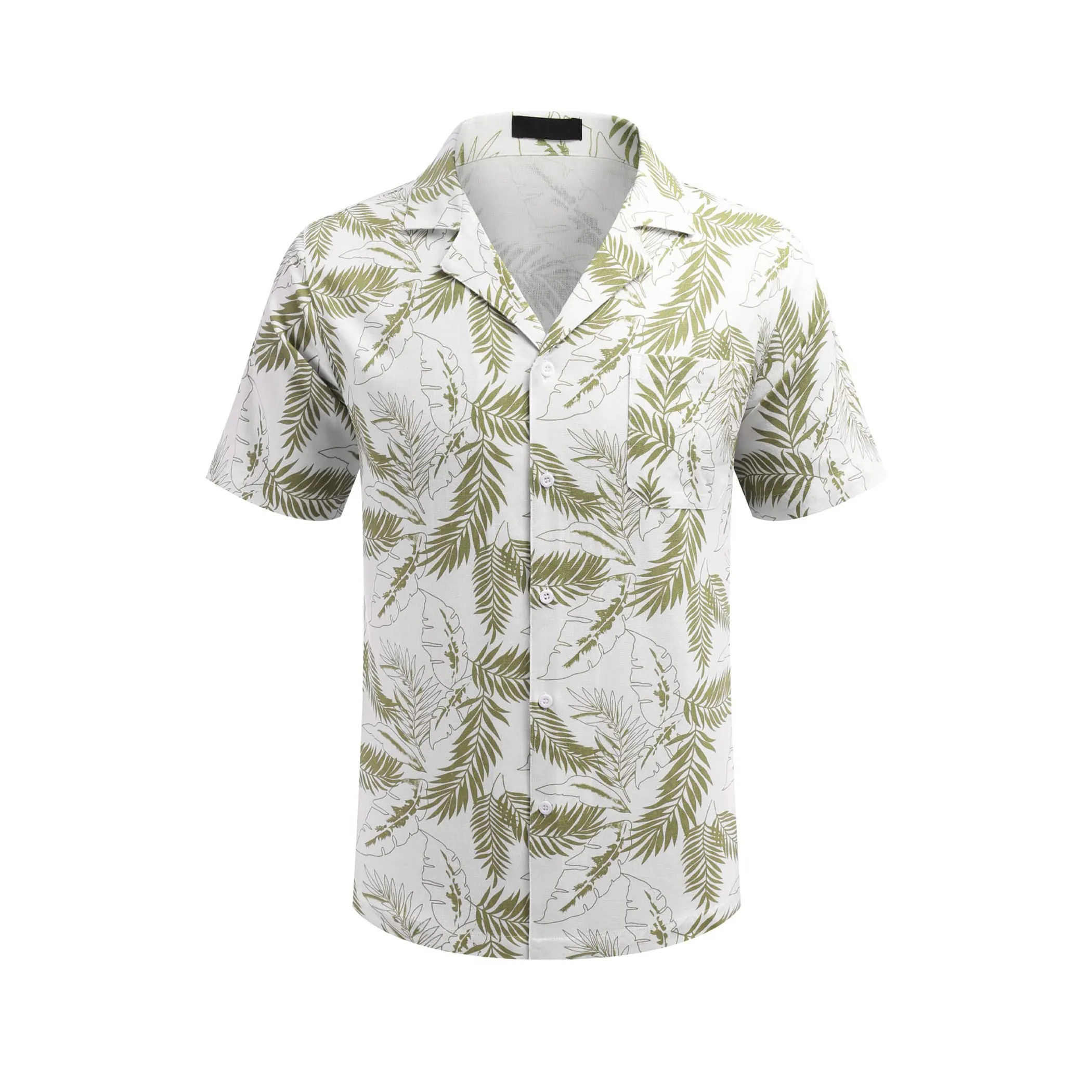 Shinesia OEM Custom Linen Shirts Summer Guayabera Hawaiian Shirt Printing Sublimation Shirts Button up Short Sleeve Men Casual
