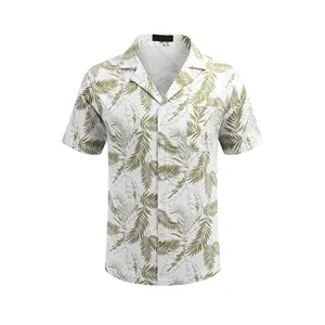 Shinesia OEM Tùy Chỉnh Linen Áo Sơ Mi Mùa Hè Guayabera Hawaii Áo Sơ Mi In Ấn Thăng Hoa Áo Sơ Mi Nút up Ngắn Tay Áo Người Đàn Ông Giản Dị