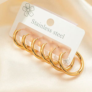 Pendientes de Aro de Acero de Titanio con Baño de Oro de 18K, Resistentes a la Decoloración, con Diamantes Completos, Diseño de Corazón, Joyería Versátil para Mujer - Product Image 4