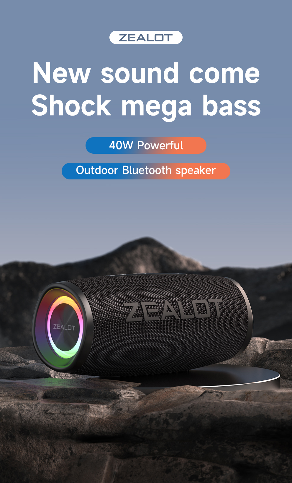Ultra Portable Waterproof Bluetooth Speaker with Deep Bass