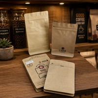 Sacs en papier kraft imprimés sur mesure à fond plat pour grains de café, emballage alimentaire en plastique avec valve, fermeture éclair et lien métallique – Fournisseur en Chine
