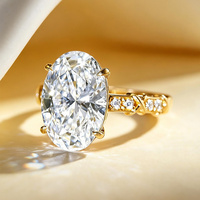 Bagues en diamant pour femmes, ovales, légères et fluides, serties de diamants en forme d'œuf de pigeon, or 18 carats, haut de gamme, certifiés IGI, diamants artificiels