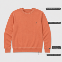Sweat-shirt Homme Personnalisé Haut de Gamme Orange en Molleton de Coton Épais, Col Rond Côtelé, Manches Longues, Coupe Boxy pour Streetwear Décontracté