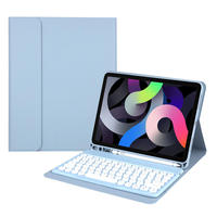 Mini Teclado Inalámbrico Bluetooth Azerty, Portátil, Delgado, Redondo, con Diseño Francés, para iPad