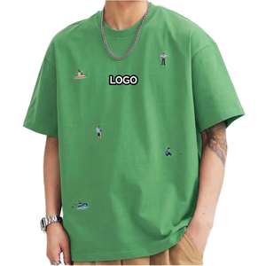เสื้อยืดสตรีทแวร์ผู้ชายสีเขียวเฟิร์นทรงโอเวอร์ไซส์ผ้าฝ้ายระบายอากาศได้ดีเป็นมิตรกับสิ่งแวดล้อมทรงหลวม รุ่นใหม่ปี 2026 - Product Image 1