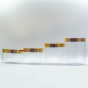 उच्च गुणवत्ता वाले पर्यावरण के अनुकूल प्लास्टिक बड़ी क्षमता 250 मिलीलीटर 300 मिलीलीटर 500 मिलीलीटर 600 मिलीलीटर स्पष्ट पालतू प्लास्टिक जार स्टॉक में सोने के ढक्कन के साथ - Product Image 1