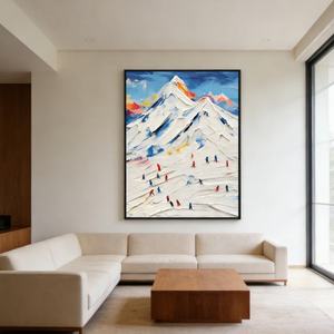 Pintura al Óleo de Paisaje de Montaña Impasto, Pintura a Mano sobre Lienzo con Textura, Pintura Abstracta Minimalista para Pared - Product Image 2