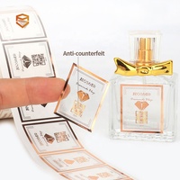 ODM anti-contrefaçon vinyle transparent feuille d'or rose parfum clair étiquette impression cosmétique parfum étiquette autocollant emballage