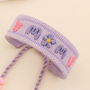 Pulsera Tejida Personalizada con Logotipo Bordado para Mujer, Pulsera Trenzada Hecha a Mano Ajustable, Regalo para el Día <span class=keywords><strong>de</strong></span> la Madre - Product Image 3