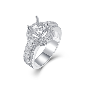 Anillo de oro blanco sólido de 18 quilates de calidad superior de lujo personalizado, anillo de diamantes blancos naturales semimontados, delicado y fino para fiestas de bodas - Product Image 1