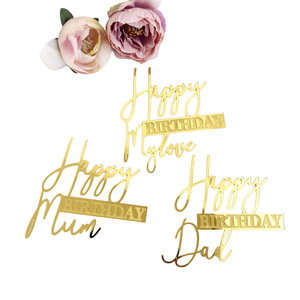 Décoration de gâteau d'anniversaire joyeux anniversaire <span class=keywords><strong>maman</strong></span> et papa gâteau acrylique plaque enfichable gâteau topper fête des pères - Product Image 3