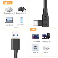 Kabel USB 3.0 kecepatan Super 5M, kabel USB C Link kompatibel dengan ocular/Meta Quest 3/2/Pro/Pico 4 untuk aksesori kamera
