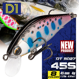 Leurre de pêche coulant Minnow 45mm 4g Micro Wobbler, appât dur avec yeux 3D pour la pêche au bar, à la <span class=keywords><strong>truite</strong></span>, à la perche en rivière et en ruisseau - Product Image 1