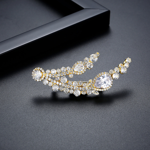 LUOTEEMI Broches Grandes de Lujo con Circonita Cúbica Ovalada y en Forma de Lágrima, con Diseño de Flor, para Mujer, Chapados en Oro Blanco Real, MOQ Bajo - Product Image 5