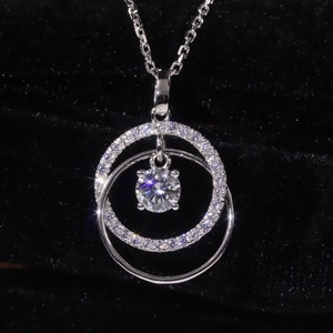 SU200 respectueux de la mode haute qualité véritable diamant naturel 5MM AU <span class=keywords><strong>750</strong></span> 585 <span class=keywords><strong>or</strong></span> blanc pendentif collier femmes bijoux - Product Image 2