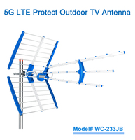 OEM/ODM 125KM Outdoor UHF 470-694MHz Yagi Digital HDTV Antenne mit hoher Verstärkung 12-18dB 4K Freeview 5G Filter Antenne Aluminium 1050mm
