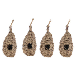 Nid d'oiseau tissé en herbe, forme ovale, taille moyenne, pour la décoration de la maison des oiseaux, artisanat de jardin - Product Image 3