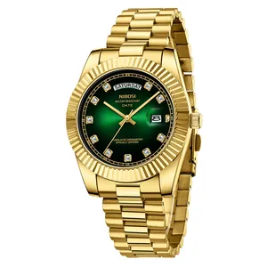 热卖尼博西2627经典设计不锈钢表带男士手表夜光奢华石英表男士手表