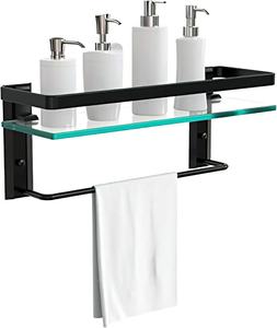 Kệ tắm kính treo tường hiện đại màu đen, kệ kính nhà tắm, kệ đựng dầu gội bằng kính - Product Image 2