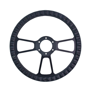 Volante Universal TIYPEOR de 350 mm con Soporte de Cuero y Hierro, Barra de Tres Radios, Logotipo Personalizable para Automóvil y Camioneta - Product Image 3