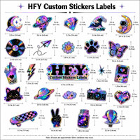 Autocollants holographiques personnalisés, étiquettes en vinyle découpées au laser, adhésifs imperméables, logo personnalisé imprimé, autocollants décoratifs brillants