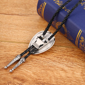 Corbata Bolo Western para Hombre, Estilo <span class=keywords><strong>Vaquero</strong></span>, Cordón de Cuero, Hebilla de Metal, Moda Formal y Casual - Product Image 6