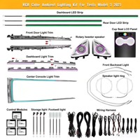 Kit d'éclairage ambiant Cardoo pour Tesla Model 3/Y 2021+ - Intérieur de voiture - 64 couleurs - Éclairage LED dynamique - Gravure laser - Kit de mise à niveau