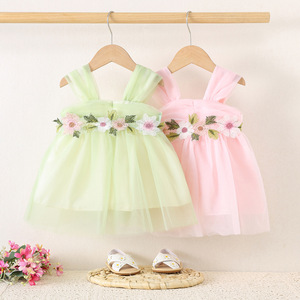 Hermoso vestido <span class=keywords><strong>de</strong></span> princesa <span class=keywords><strong>de</strong></span> verano 1689 para <span class=keywords><strong>niñas</strong></span> <span class=keywords><strong>de</strong></span> 1 a 3 años, venta al por mayor, vestido <span class=keywords><strong>de</strong></span> cintura con correa <span class=keywords><strong>de</strong></span> malla Floral, volantes, dulce ODM - Product Image 1