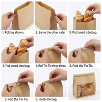 Sacs en papier kraft brun écologiques de qualité alimentaire pour boulangerie, avec fenêtre transparente, impression sérigraphique classique, vente en gros